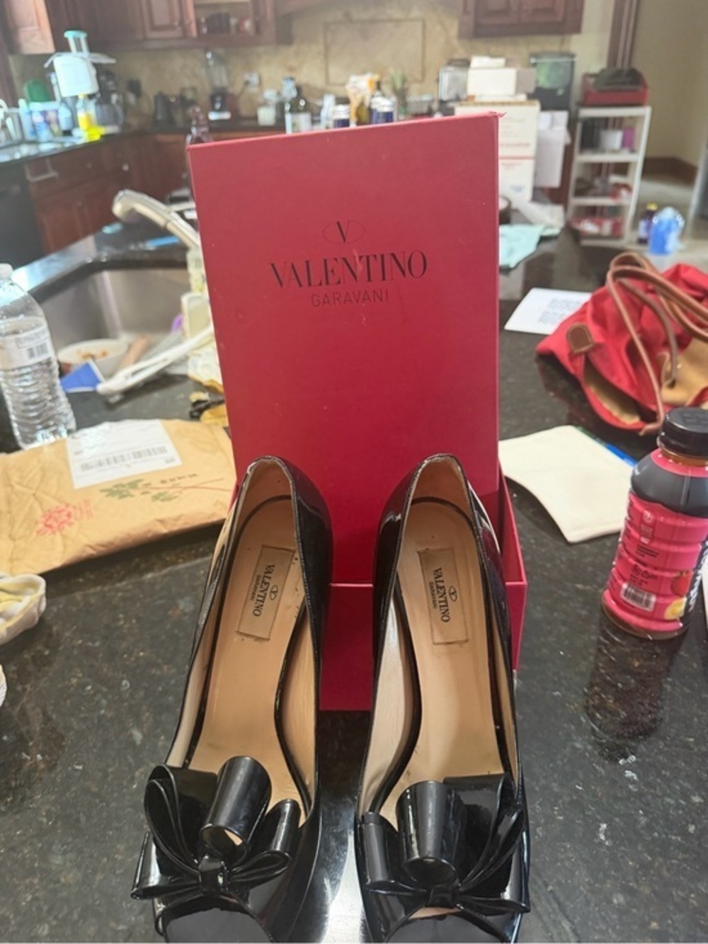 Valentino Black Patent Leather Bow Pumps